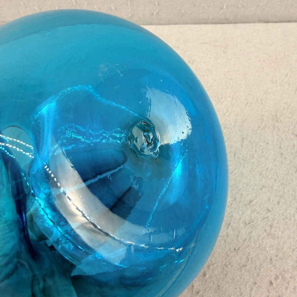 Vintage Blenko #39 Turquiose Glass‎ Pinched Vase